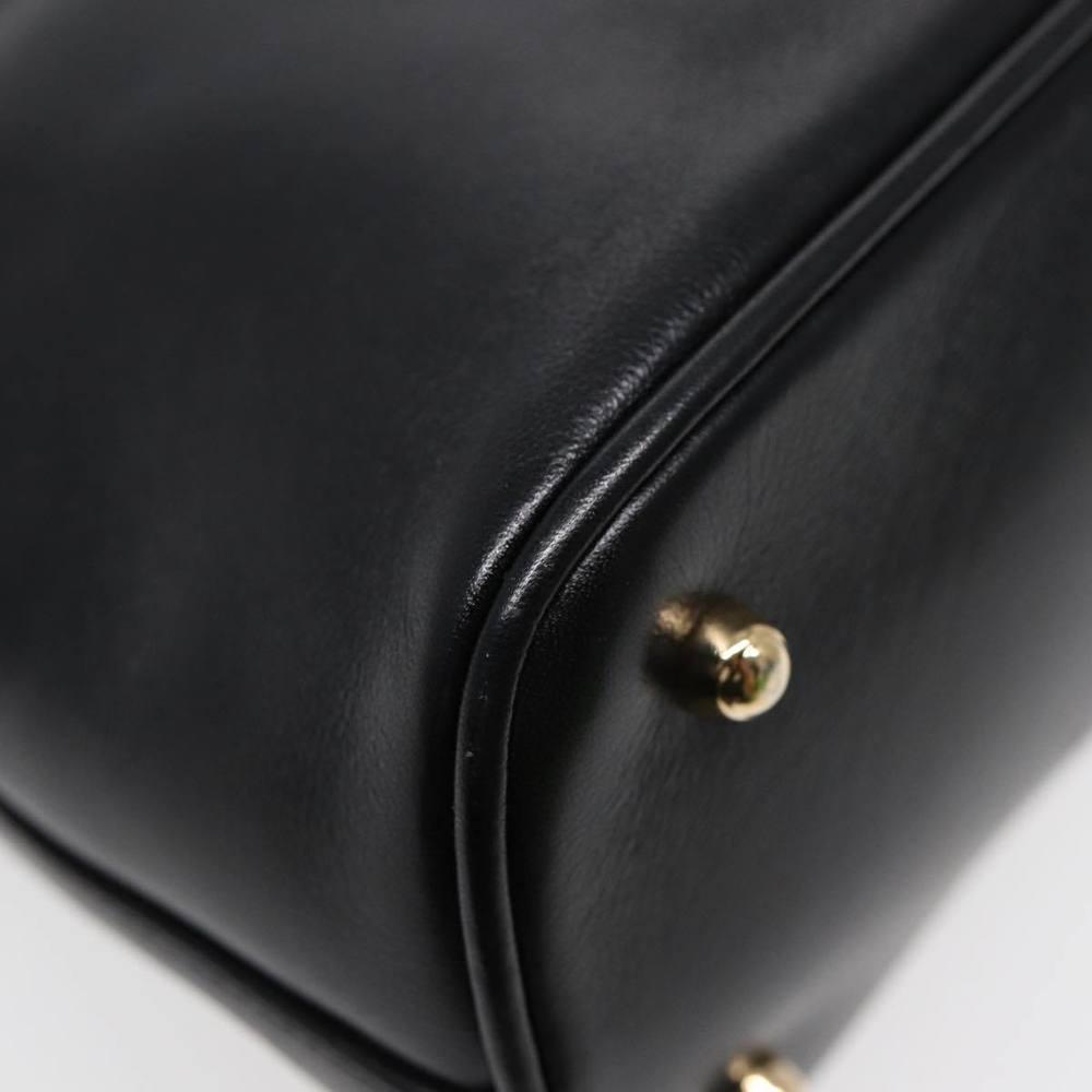 GUCCI Bamboo Hand Bag Leather Black Gold Auth ep5486 - Picture 13 of 16